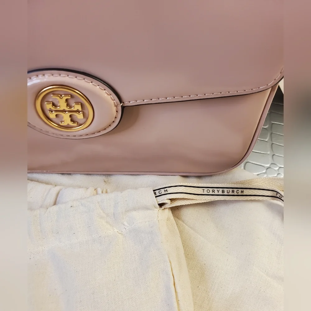 Tory Burch Authentic NWT Robison Spazzolato Convertible Shoulder Blush Color Bag